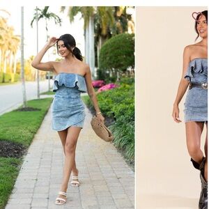 Denim Strapless Skort